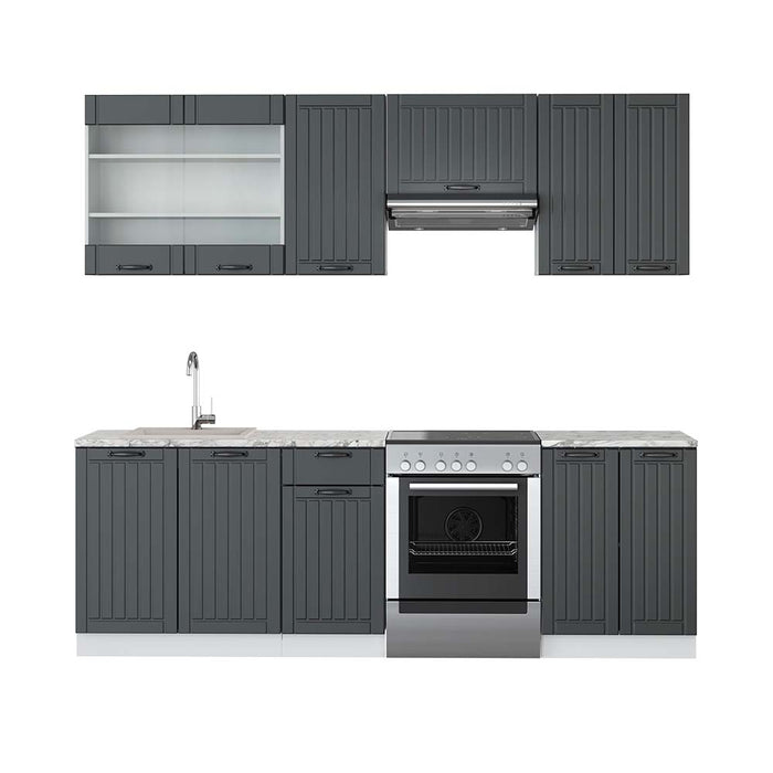Vicco Cucina componibile Antracite casa di campagna/bianco 240 cm , PL Marmo