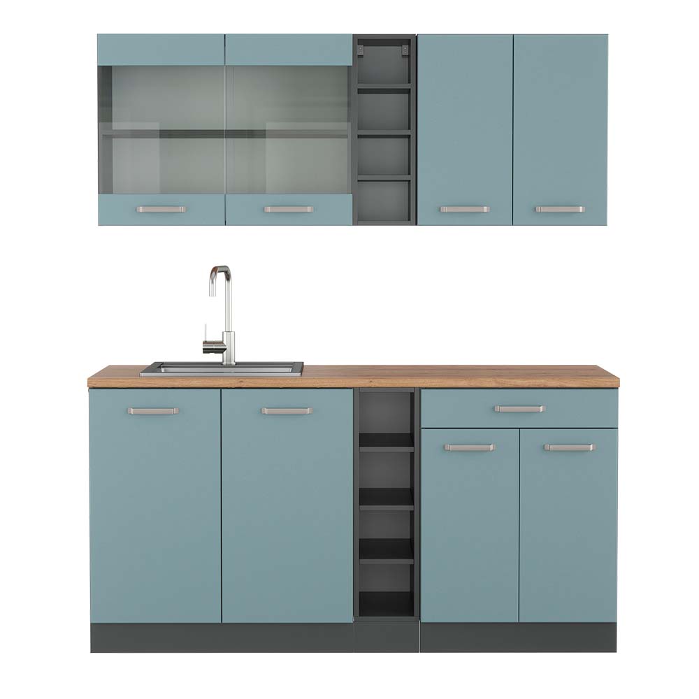 Vicco Cucina completa Blu-grigio/antracite 160 cm , PL Rovere