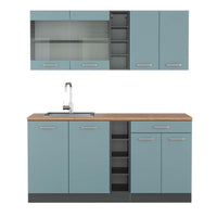 Vicco Cucina completa Blu-grigio/antracite 160 cm , PL Rovere