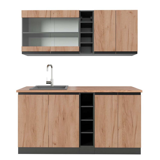 Vicco Cucina completa Quercia dorata/antracite 160 cm , PL Rovere