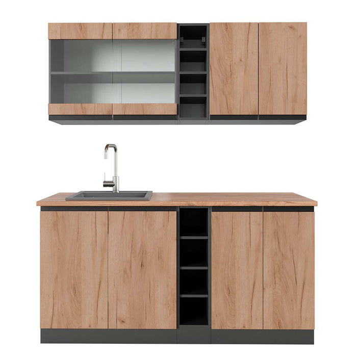 Vicco Cucina completa Quercia dorata/antracite 160 cm , PL Rovere