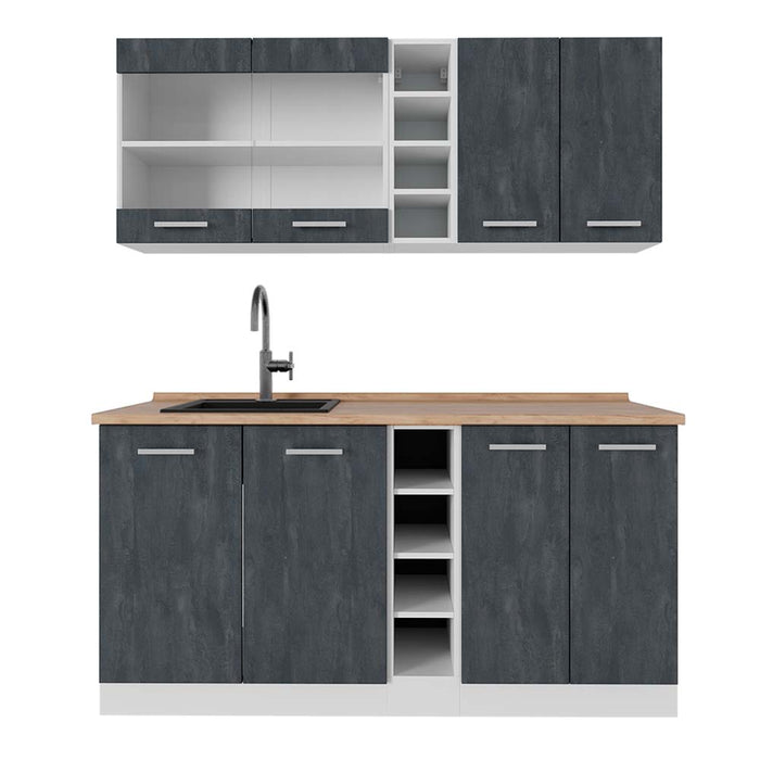 Vicco Cucina completa Nero cemento/bianco 160 cm PL Rovere