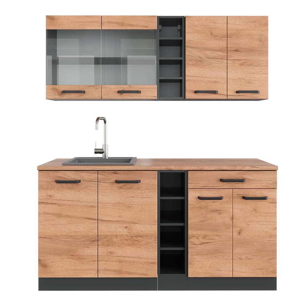 Vicco Cucina completa Quercia dorata/antracite 160 cm , PL Rovere