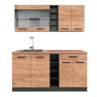 Vicco Cucina completa Quercia dorata/antracite 160 cm , PL Rovere