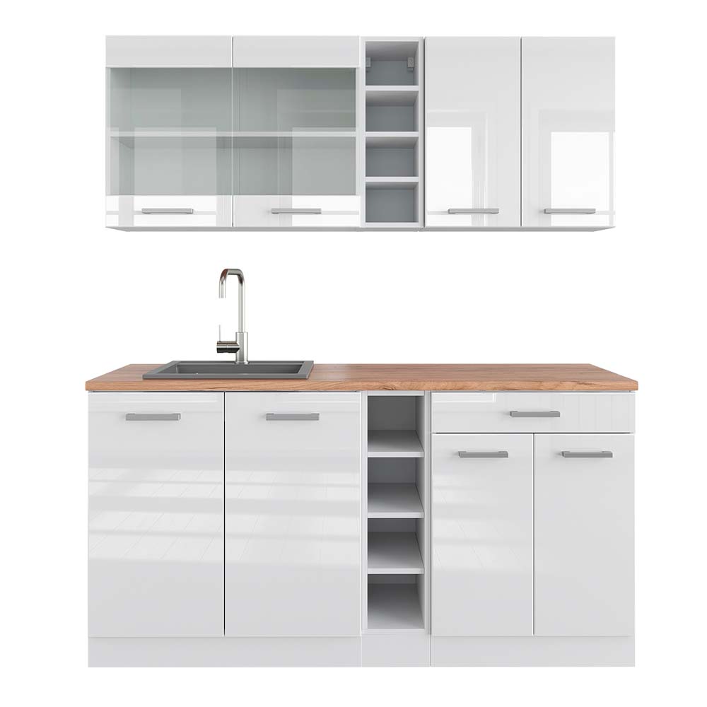 Vicco Cucina completa Bianco lucido/bianco 160 cm , PL Rovere