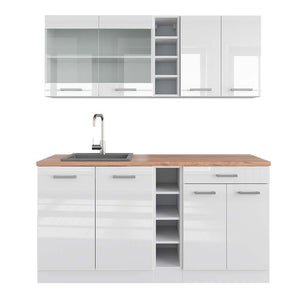 Vicco Cucina completa Bianco lucido/bianco 160 cm , PL Rovere