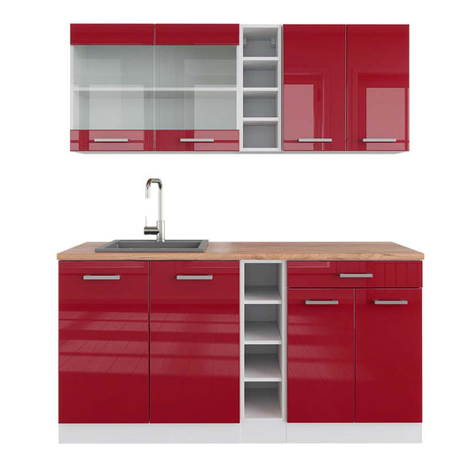 Vicco Cucina completa Rosso lucido/bianco 160 cm , PL Rovere