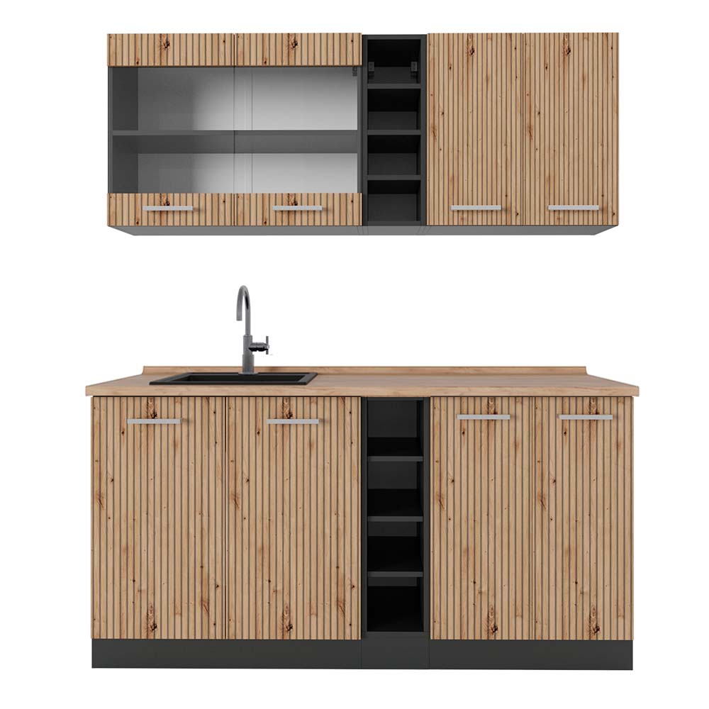 Vicco Cucina completa Rovere artigianale/antracite 160 cm , PL Rovere