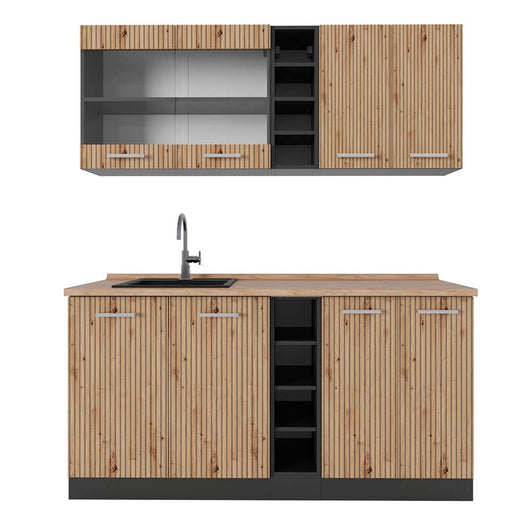 Vicco Cucina completa Rovere artigianale/antracite 160 cm , PL Rovere