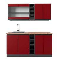 Vicco Cucina completa Rosso/antracite 160 cm , PL Rovere