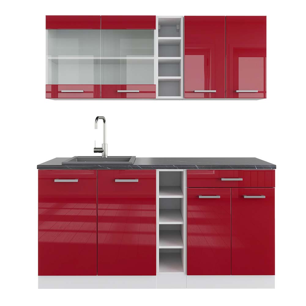 Vicco Cucina completa Rosso lucido/bianco 160 cm , PL Antracite
