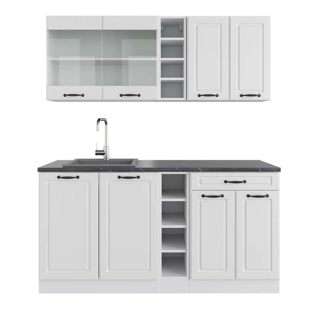 Vicco Cucina completa Casa di campagna bianca/bianco 160 cm , PL Antracite