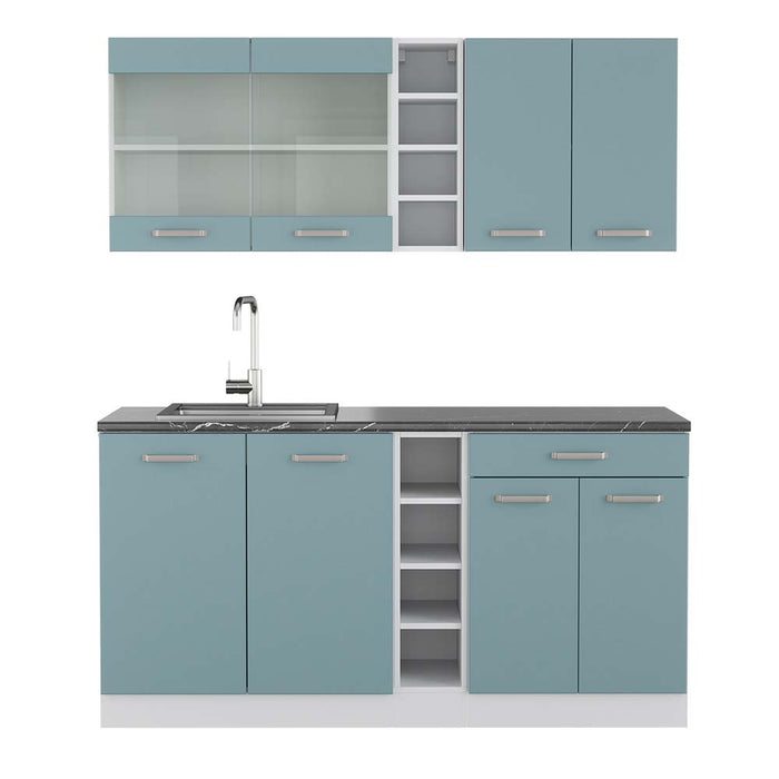 Vicco Cucina completa Blu-grigio/bianco 160 cm , PL Antracite