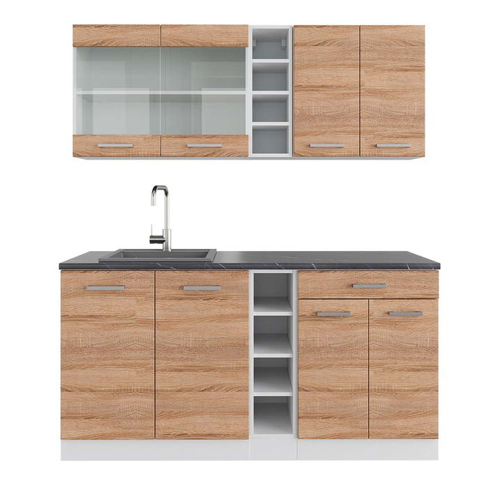 Vicco Cucina completa Sonoma/Bianco 160 cm , PL Antracite