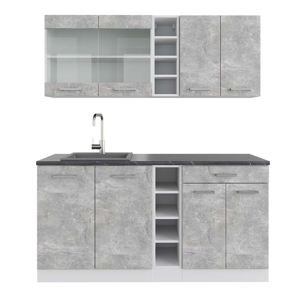 Vicco Cucina completa Cemento/Bianco 160 cm , PL Antracite