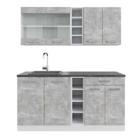 Vicco Cucina completa Cemento/Bianco 160 cm , PL Antracite