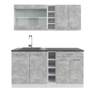 Vicco Cucina completa Cemento/Bianco 160 cm , PL Antracite