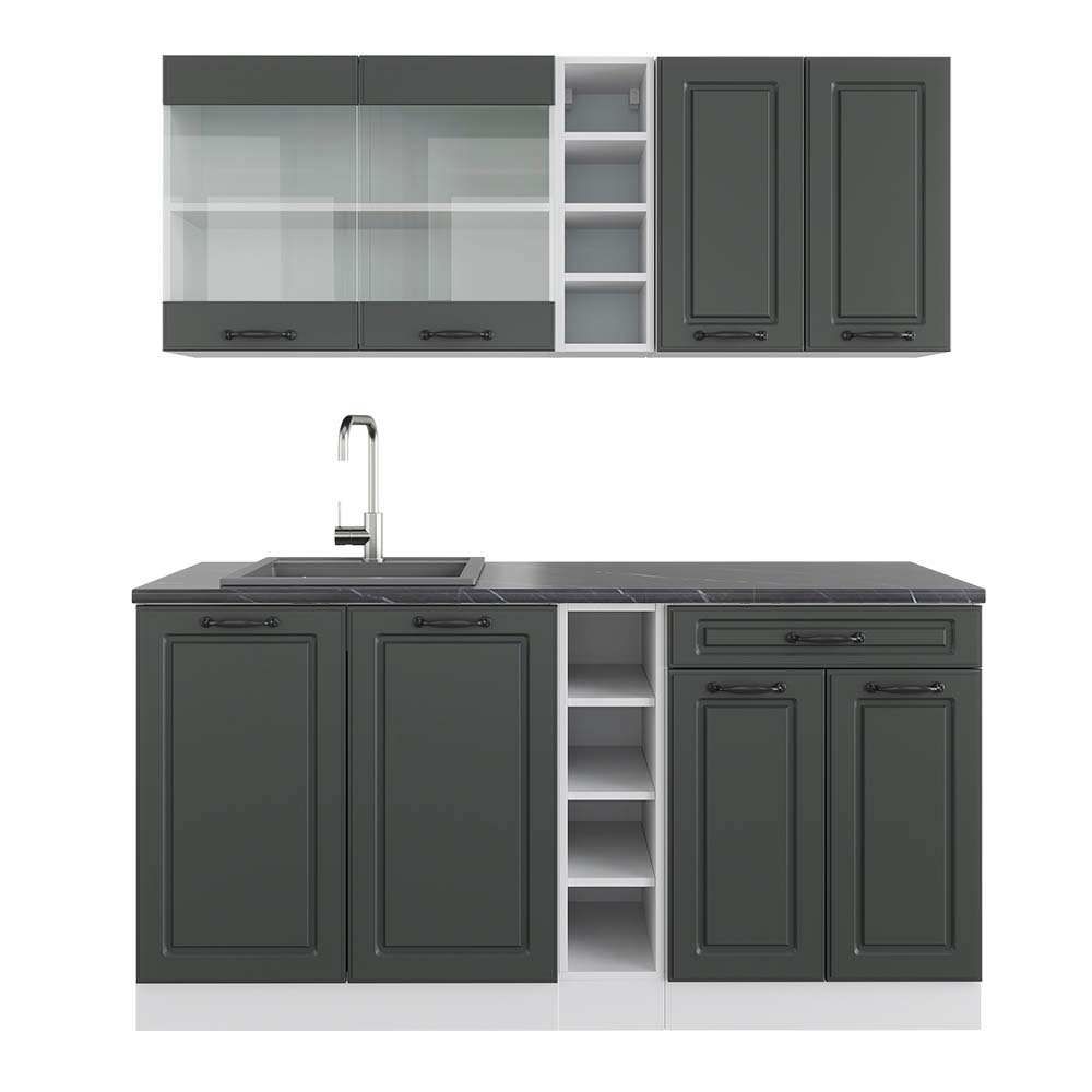 Vicco Cucina completa Antracite casa di campagna/bianco 160 cm , PL Antracite
