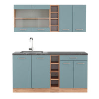 Vicco Cucina completa Rovere blu-grigio/oro 160 cm , PL Antracite
