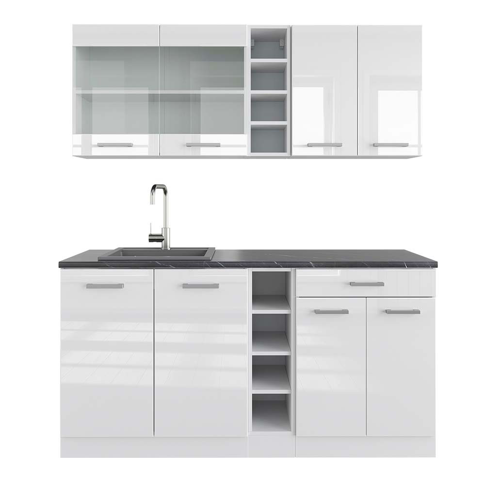 Vicco Cucina completa Bianco lucido/bianco 160 cm , PL Antracite