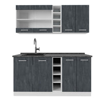 Vicco Cucina completa Nero cemento/bianco 160 cm PL Antracite