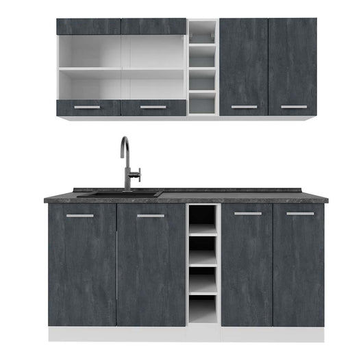Vicco Cucina completa Nero cemento/bianco 160 cm PL Antracite