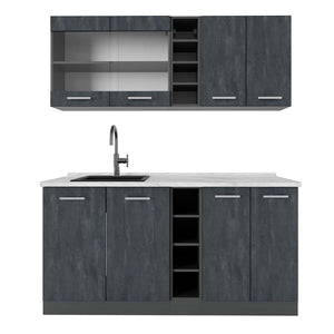 Vicco Cucina completa Calcestruzzo nero/antracite 160 cm PL Marmo