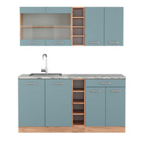 Vicco Cucina completa Rovere blu-grigio/oro 160 cm , PL Marmo