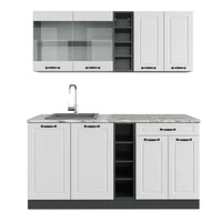 Vicco Cucina completa Bianco casa di campagna/antracite 160 cm , PL Marmo