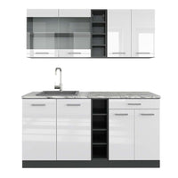 Vicco Cucina completa Bianco lucido/antracite 160 cm , PL Marmo