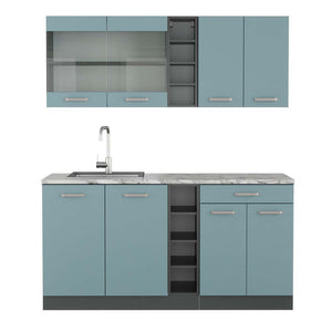 Vicco Cucina completa Blu-grigio/antracite 160 cm , PL Marmo