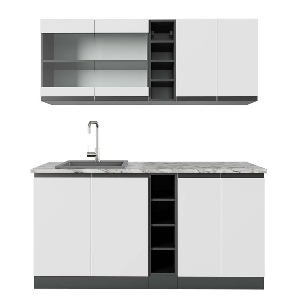 Vicco Cucina completa Bianco/antracite 160 cm , PL Marmo