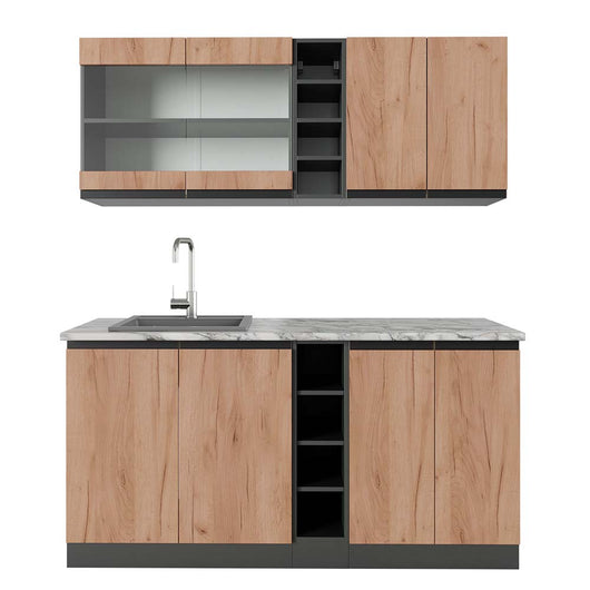Vicco Cucina completa Quercia dorata/antracite 160 cm , PL Marmo