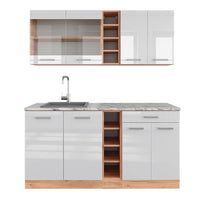 Vicco Cucina completa Bianco lucido/oro power oak 160 cm , PL Marmo