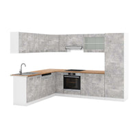 Vicco Cucina angolare completa Cemento/Bianco 227 x 287 cm , PL Rovere
