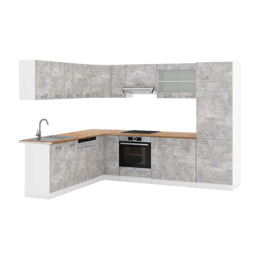 Vicco Cucina angolare completa Cemento/Bianco 227 x 287 cm , PL Rovere