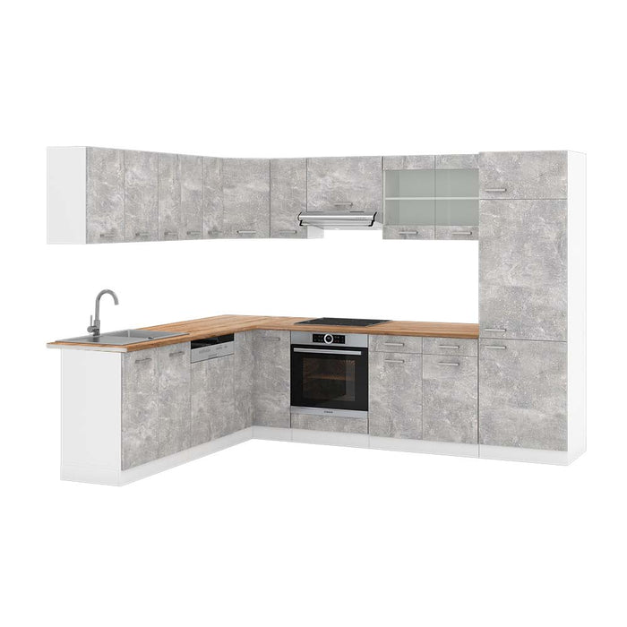 Vicco Cucina angolare completa Cemento/Bianco 227 x 287 cm , PL Rovere