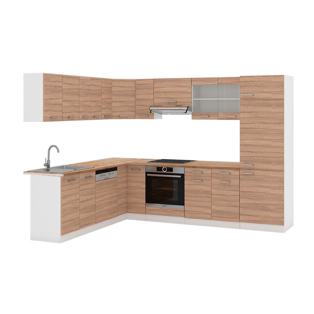 Vicco Cucina angolare completa Sonoma/Bianco 227 x 287 cm , PL Rovere