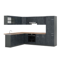 Vicco Cucina angolare completa Calcestruzzo nero/antracite 227 x 287 cm PL Rovere