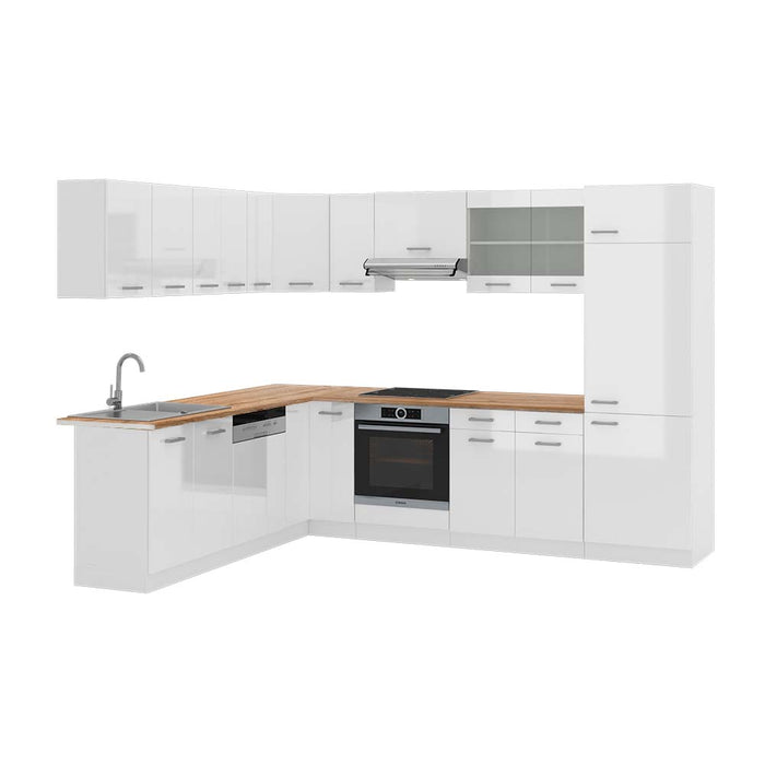 Vicco Cucina angolare completa Bianco lucido/bianco 227 x 287 cm , PL Rovere