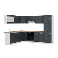 Vicco Cucina angolare completa Nero cemento/bianco 227 x 287 cm PL Rovere