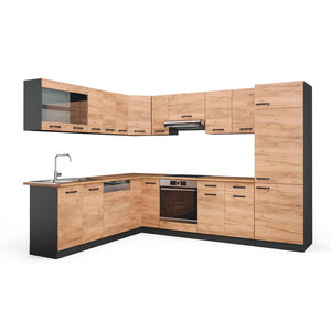 Vicco Cucina angolare completa Quercia dorata/antracite 227 x 287 cm , PL Rovere