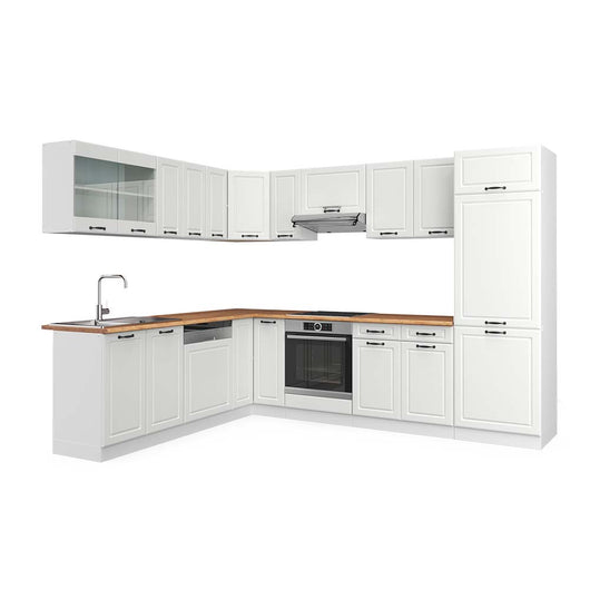 Vicco Cucina angolare completa Casa di campagna bianca/bianco 227 x 287 cm , PL Rovere