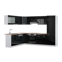Vicco Cucina angolare completa Nero lucido/bianco 227 x 287 cm , PL Rovere