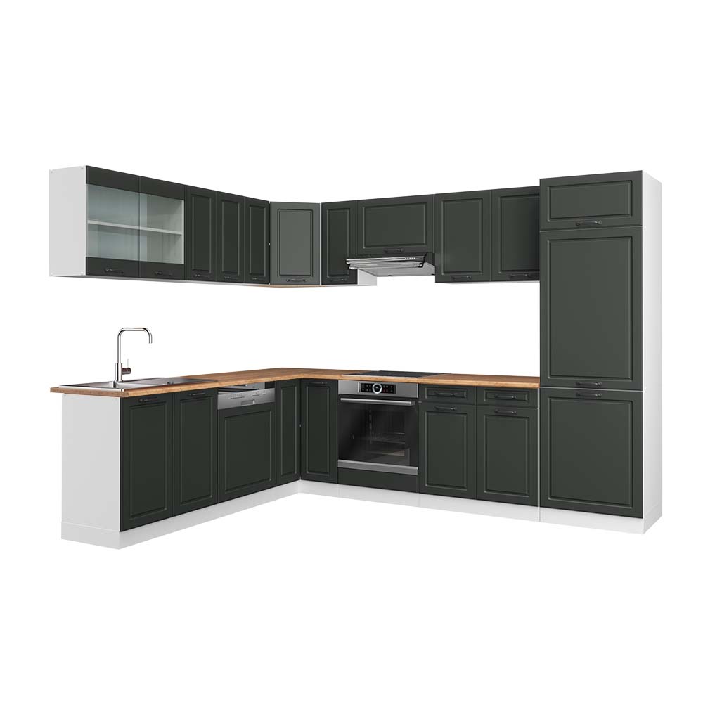 Vicco Cucina angolare completa Antracite casa di campagna/bianco 227 x 287 cm , PL Rovere