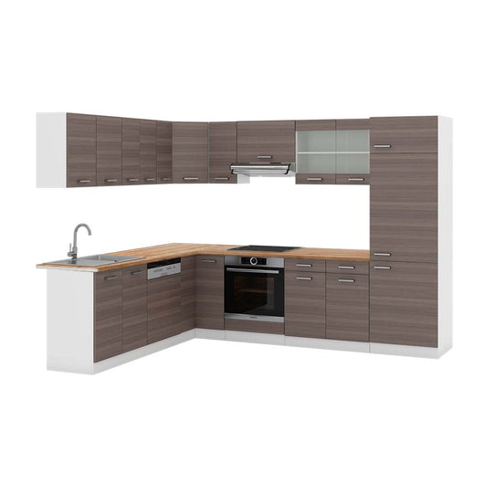 Vicco Cucina angolare completa Grigio prezioso/bianco 227 x 287 cm , PL Rovere
