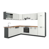 Vicco Cucina angolare completa Bianco casa di campagna/antracite 227 x 287 cm , PL Rovere