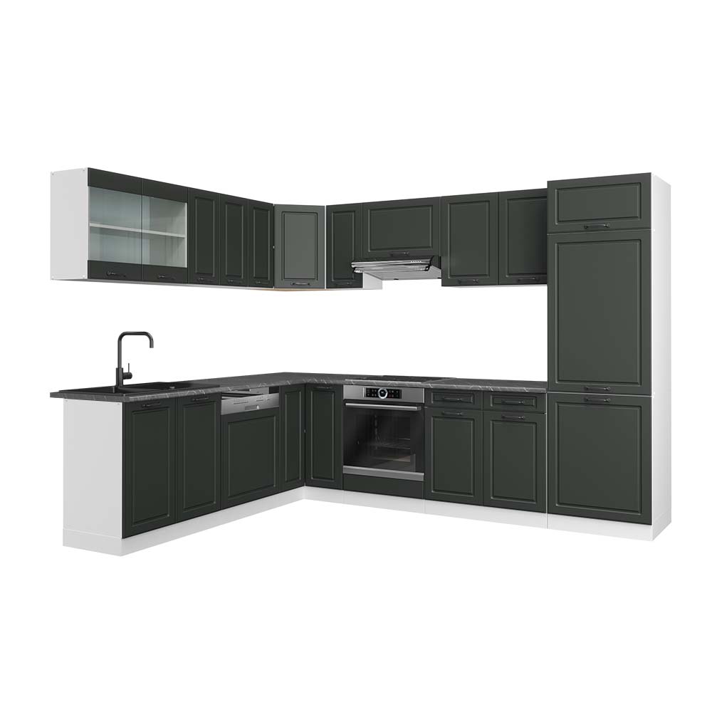 Vicco Cucina angolare completa Antracite casa di campagna/bianco 227 x 287 cm , PL Antracite