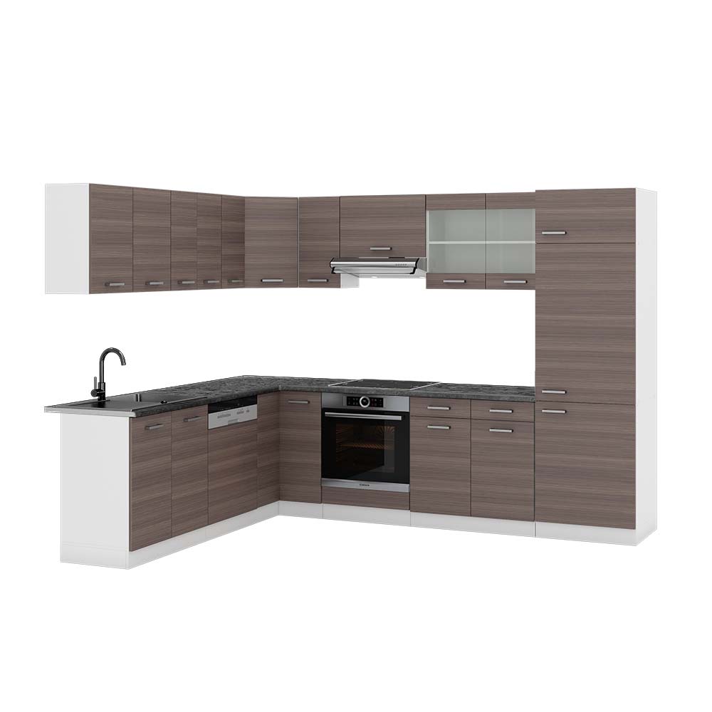 Vicco Cucina angolare completa Grigio prezioso/bianco 227 x 287 cm , PL Antracite