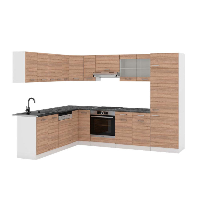Vicco Cucina angolare completa Sonoma/Bianco 227 x 287 cm , PL Antracite